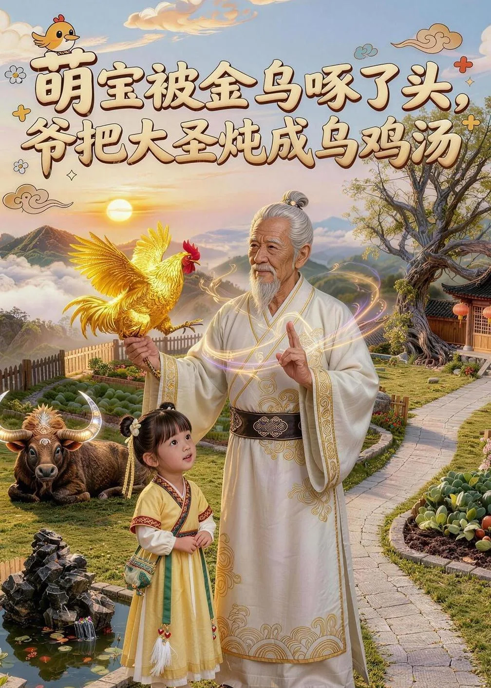 萌宝被金乌啄了头,爷把大圣炖成乌鸡汤